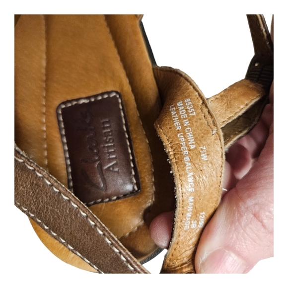 Clarks Brown Leather Open Toe Strap Sandals Brown Size 7.5 - Picture 3 of 4